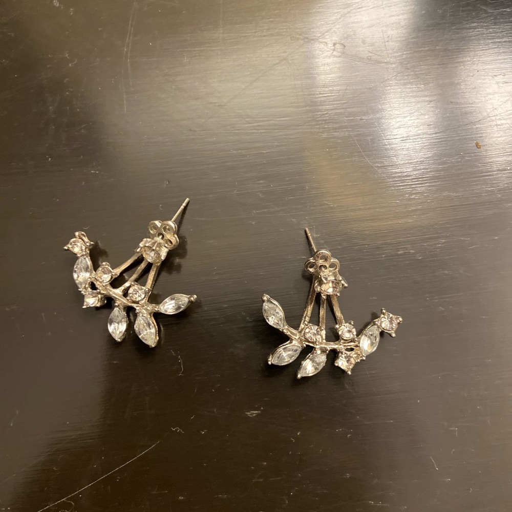 New - Jewellery Silver Crystal Floral Stud Earrings (One Size) - Picture 3 of 3
